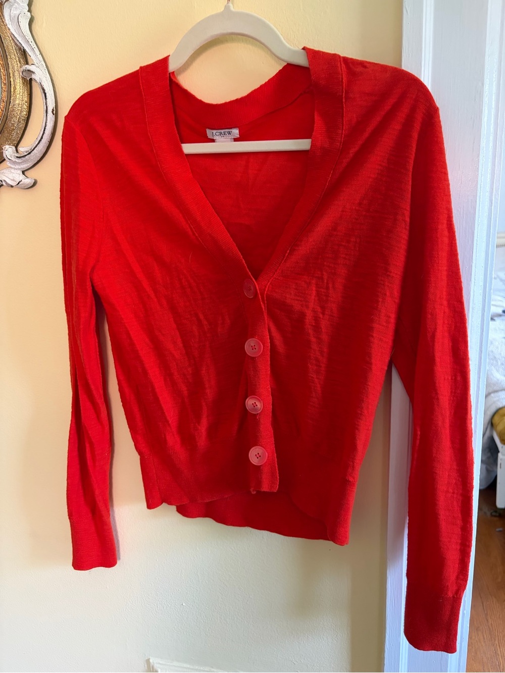 J.Crew Vibrant Red V-Neck Cardigan